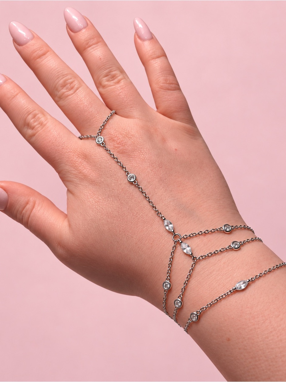 18k Gold-Plated Triple-Layer Hand Chain // Non-Tarnish